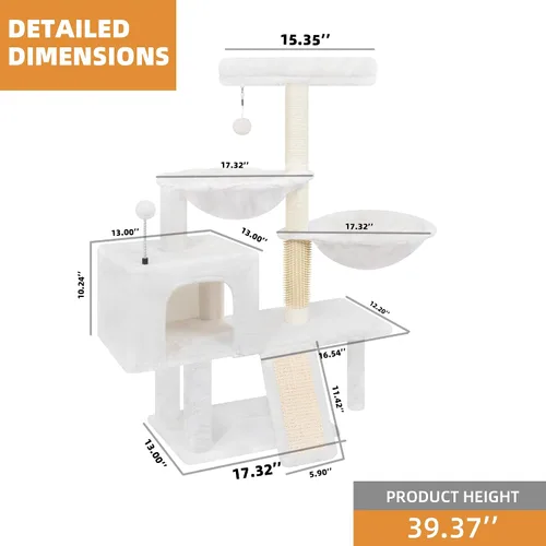 Miniatura 3 de Roypet Árbol para gatos 0111 de 32 pulgadas (beige, 39.4 pulgadas)
