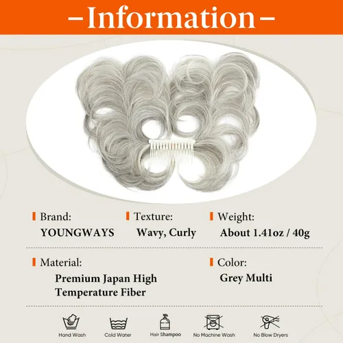 Miniatura 28 de Postizo de Cabello de Moño Desordenado Peine Lateral Clip en Moño de Cabello Postizo para Mujeres Corto Natural Liso Estilos Versátiles Ajustables