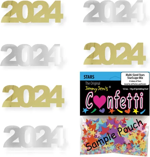 Miniatura 40 de Confetti Year 2024 Negro, Azul Royal Combo - 2 bolsas de media onza (1 oz)