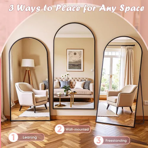 Miniatura 5 de Espejo de longitud completa, espejo arqueado de cuerpo completo de 59 x 18 pulgadas, espejos grandes de pie para dormitorio, baño, sala de estar