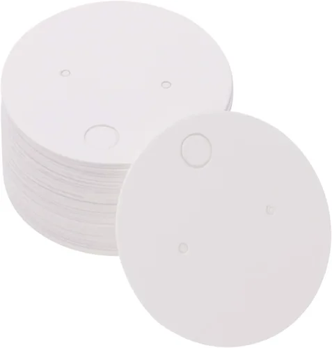 Miniatura 6 de Shapenty 1.6 in de diámetro pequeño y redondo de papel kraft en blanco para oreja, pendientes de tarjetas de visualización, etiqueta de precio