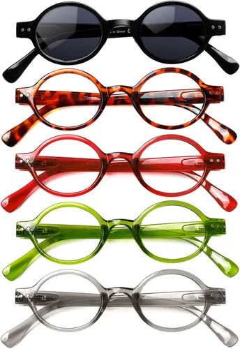 Miniatura 9 de Joschoo - Paquete de 5 gafas de lectura retro redondas, mini y pequeñas, cómodas para mujeres y hombres (5 mix-2, 1.0)