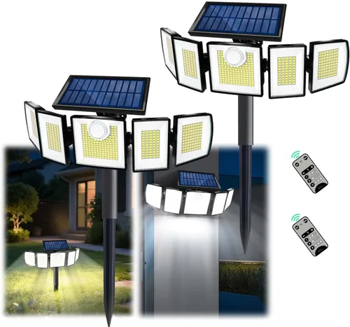 Miniatura 10 de MDCMDCM Luces solares para exteriores, sensor de movimiento impermeable, 416 LED, 3000 lúmenes, súper brillante, 3 brillo; 3 modos, iluminación