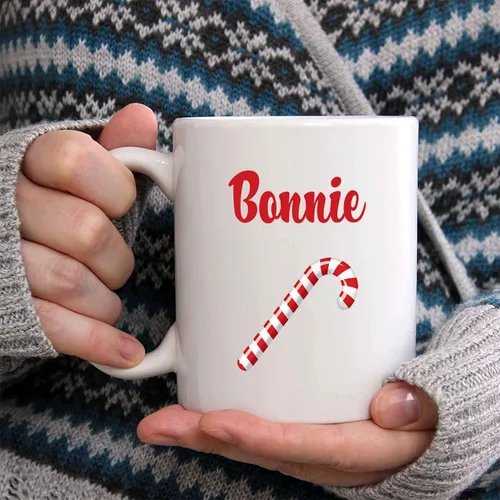Miniatura 2 de Bonnie Taza de café – Taza de cerámica personalizada de bastón de caramelo con nombre, taza personalizada, regalo personalizado