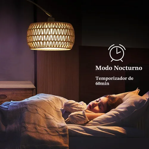 Miniatura 8 de Lámparas de pie arqueadas para sala de estar con 3 temperaturas de color, lámpara de pie negra con control remoto y bombilla LED regulable, lámpara