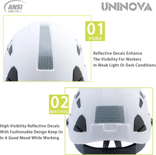 Miniatura 3 de Cascos de Construcción UNINOVA Casco de seguridad OSHA con suspensión ajustable de 6 puntos blanco