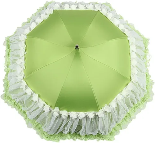 Miniatura 2 de Honeystore Pagoda Parasol 3 Folding Lace Totes Sun Rain Wedding Ruffle Umbrella