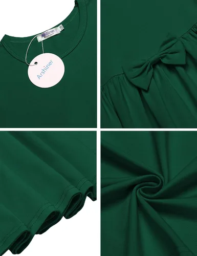 Miniatura 6 de Arshiner Vestido de manga larga para niñas vestido casual con corbata de moño