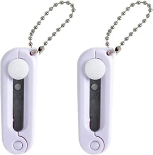 Tijeras plegables blancas de 2 piezas, plegable, divertidas, telescópicas, de bolsillo, portátil, para viajes, manualidades, mini tijeras, para