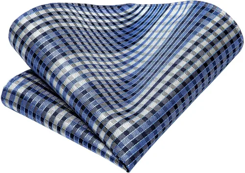 Miniatura 4 de Hi-Tie Conjunto de gemelos clásicos con corbatín a cuadros para hombre