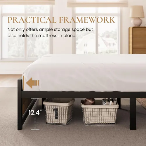 Miniatura 5 de SHA CERLIN Marco de cama tamaño completo con cabecera moderna, base de plataforma de metal resistente con pie de cama cuadrado y soporte de 13 Marrón