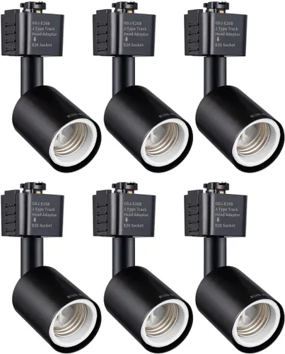 Miniatura 9 de mirrea Cabezal de iluminación de riel tipo J a E26 Adaptador de base de tornillo mediano Dirección de luz ajustable paquete de 3 (blanco)