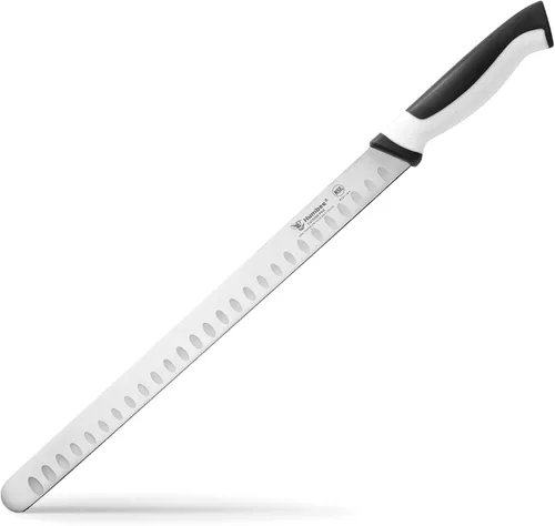 Miniatura 24 de Cuchillo de chef de 8 pulgadas con borde Granton para rebanar jamón y carne de pavo Certificado NSF Hoja de acero inoxidable alemán Mango