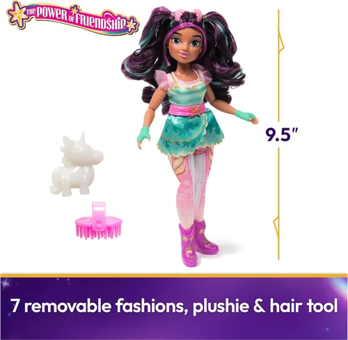 Miniatura 2 de Unicorn Academy, Muñeca Ava Power of Friendship con figura de peluche y 7 modas, 9.5 pulgadas, muñecas y juguetes de unicornio, regalos y rellenos