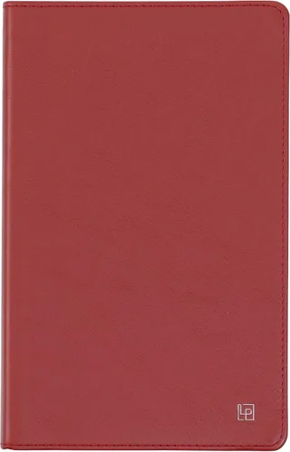 Cuaderno de escritura clásico de cuero, tapa blanda, rayado estrecho, tabla de contenido y páginas numeradas Britannica Rojo