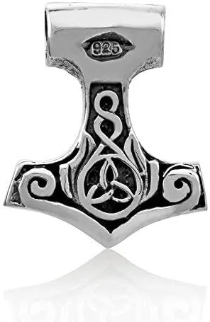 Miniatura 4 de WithLoveSilver - Colgante de plata de ley Trinity celta vikingo amuleto martillo de Thor (Mjolnir), Plata esterlina