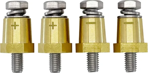 Miniatura 10 de Ampper Postes de carga de terminal de batería de latón macho de rosca M8, adaptador de poste de batería M8 (+/-) para extensión, paquete de 2 M8