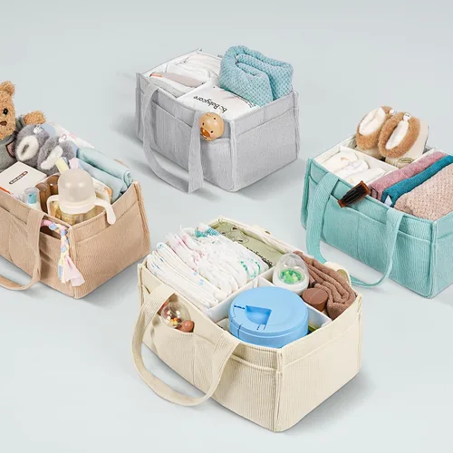 Miniatura 8 de Organizador de pañales para bebé, cesta de almacenamiento portátil para artículos esenciales para recién nacidos, organizador de bolsas de pañales
