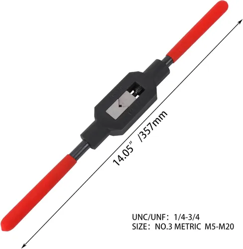 Miniatura 4 de Llave escariadora de mango de metal ajustable con ajuste de 1/4"-3/4" de diámetro de varilla de 0.472 in para roscar y reparar tornillos