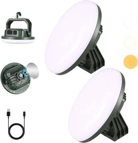 Miniatura 13 de VAVOFO Linterna LED de Campamento Recargable de 30W, 3000LM, 124 LED con 3 Modos de Iluminación, Luz Portátil para Tienda de 7200mAh con Imán