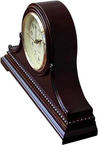 Miniatura 4 de Relojes de repisa, funciona con pilas, reloj de mesa de madera silenciosa con campanillas Westminster On The Hour de madera maciza, 9 x 16 x 3 Nogal