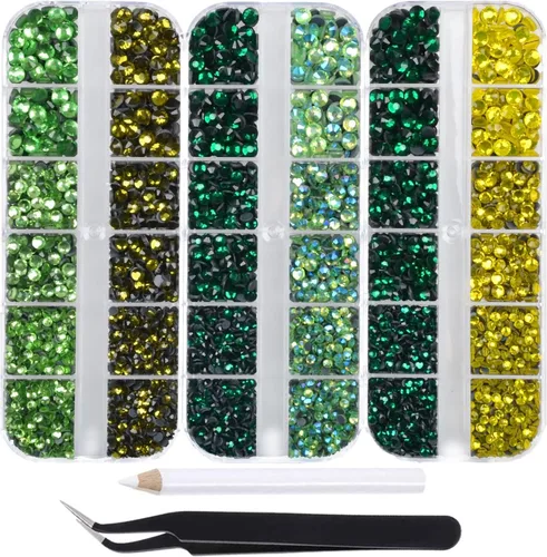Miniatura 14 de Massive Beads Más de 9500 diamantes de imitación termoadhesivos redondos de vidrio con parte trasera plana para hacer tú mismo con 1 pinza y 1 12