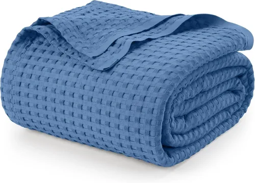 Miniatura 32 de Utopia Bedding Manta de punto gofre de 100 % algodón, tamaño grande para cama, ligera, transpirable, suave y acogedora, regalos para mujeres Blanco