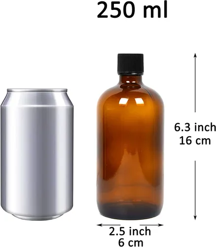 Miniatura 2 de Youngever Paquete de 6 botellas de vidrio vacías de 8 onzas con tapas, gruñones de vidrio ámbar con tapas herméticas, perfectas para fermentación