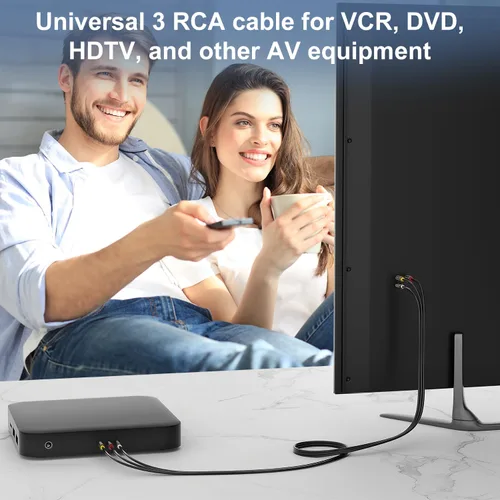 Miniatura 3 de J&D Cable RCA de audio y video, 3 RCA macho a macho, chapado en oro, cable AV estéreo de 3 pies, compatible con decodificador, altavoz