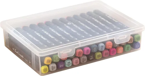 Vidifor - Contenedores de almacenamiento de plástico con tapa de cierre para suministros de arte y manualidades, lápices de colores, caja de