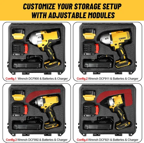 Miniatura 3 de Funda para llave de impacto y dinamométrico Dewalt - Caja de herramientas dura impermeable para juego Dewalt, bolsa de kit combinado de herramientas