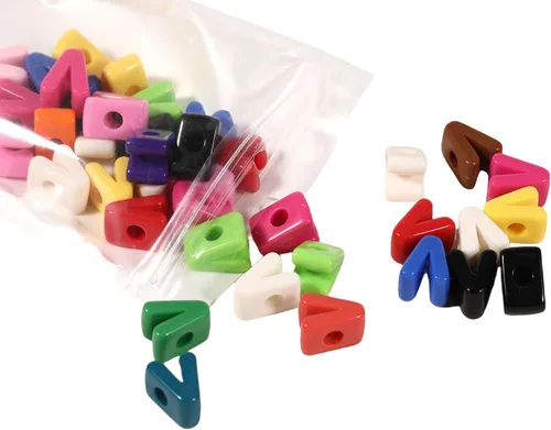 Miniatura 39 de 40 cuentas de letras 3D focales acrílicas sueltas para hacer joyas, pulseras, collares, llavero, bolsa de teléfono, cadena, llaveros (letras mixtas)