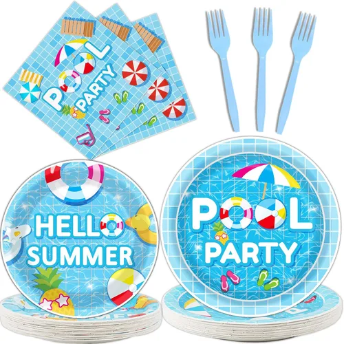 Miniatura 17 de Tevxj 96 piezas de platos de ducha de bebé para barbacoa, servilletas BabyQ Party Vajilla It's A Baby Q, platos de papel desechables, servilletas
