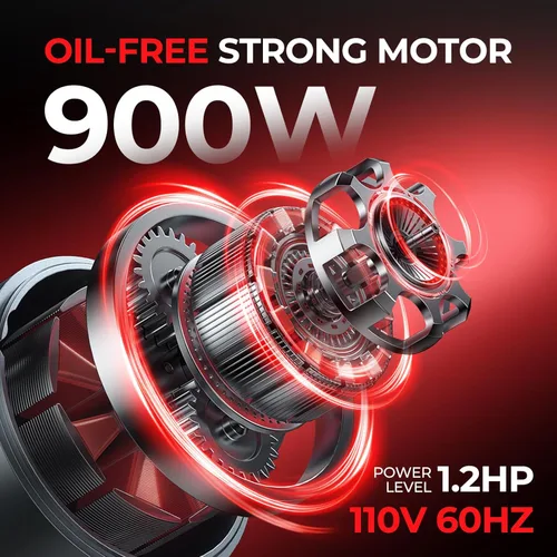 Miniatura 2 de 3 Gallon Ultra Quiet Air Compressor with Two Quick Couplers, 1.2HP MAX 115PSI Oil-Free Air Compressor Steel Tanks, 70dB Air Compressor with Wheels