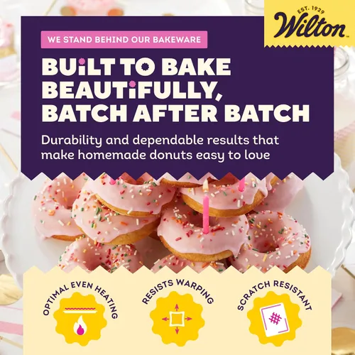 Miniatura 6 de Wilton Gold - Juego de 2 piezas de moldes para donas antiadherentes, Juego de utencilios de repostería de acero inoxidable, Fabricado sin PFAS, El