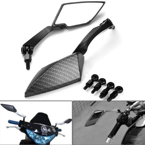 Tornillos universales de fibra de carbono de color para carcasa de motocicleta, estilo hoja de diamante, espejos retrovisores laterales para Harley