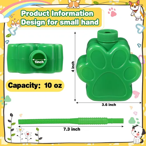 Miniatura 2 de Sratte 24 tazas de patas de perro de 10 onzas para niños con popote y tapa, suministros de fiesta de cumpleaños de perro, taza de plástico