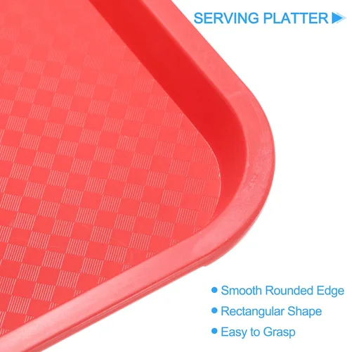 Miniatura 3 de uxcell Bandejas de plástico de comida rápida a granel de 10 x 14 pulgadas, bandejas rectangulares para servir, bandejas de cafetería, platos