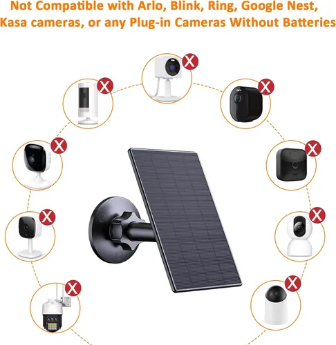Miniatura 3 de Zivif Panel solar de 2 W para cámaras de seguridad, cargador solar con puerto micro USB y USB-C para cámara de seguridad de batería recargable