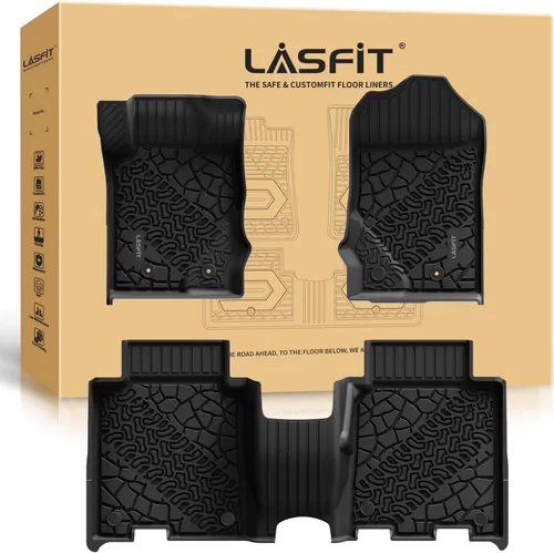 Miniatura 18 de LASFIT Alfombrillas para Ford F-150 2011-2014 SuperCrew, alfombra de la fila delantera con consola de flujo continuo, protector para todo
