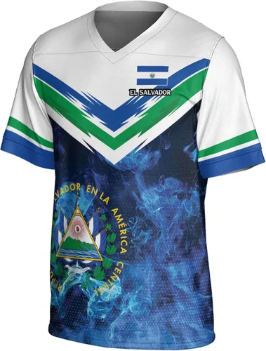 Miniatura 3 de Camiseta de fútbol de El Salvador personalizada de El Salvador Jersey de fútbol de El Salvador para hombres, camisas de El Salvador 3D