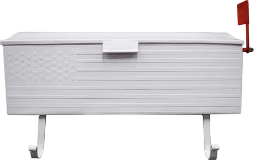 Miniatura 9 de Oakland Living AZ620-SILVER Buzón de Pared de Metal Patriótico en Plata con Bandera y Percheros para Diarios plateado