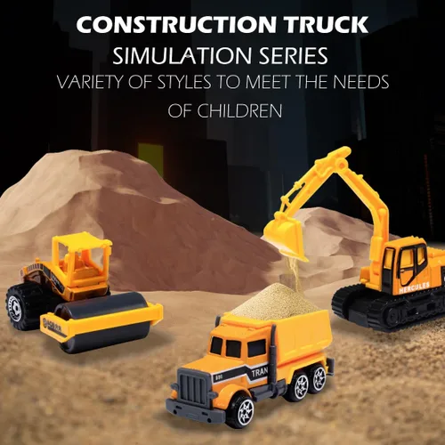 Miniatura 9 de Oriate Construction Juego de 6 piezas de automóviles fundidos a presión, incluyendo bulldozers, carretillas elevadoras, excavadora y otros autos