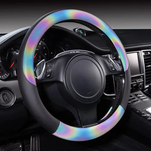 CAR-GRAND Chameleon - Funda reflectante de cuero PU iridescente para volante, 15 pulgadas, ajuste universal para 95% de SUV, sedanes, camionetas,
