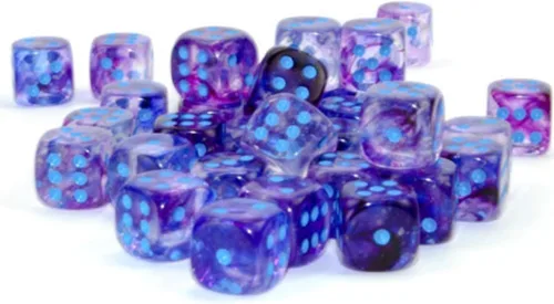 Miniatura 2 de Chessex Nebula 0.472 in d6 Nocturnal/Blue w/Luminary Dice Block (36 dados)