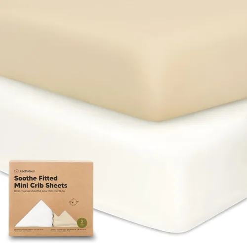 Miniatura 19 de 2 paquetes de sábanas ajustadas para mini cuna - 38x26 sábanas Pack N Play para colchón Pack and Play, algodón orgánico, ropa de cama transpirable