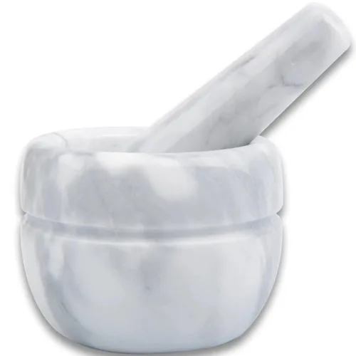 Miniatura 6 de Juego de mortero y mortero pulido de mármol natural guacamole molcajete, molinillo de especias de piedra de 5.5 pulgadas con almohadilla
