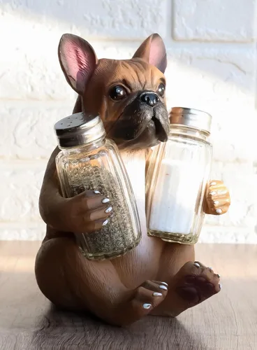 Miniatura 8 de Ebros Gift Adorable cervatillo francés Bulldog cachorro perro abrazando especias sal y pimienta juego de figuritas soporte de cocina decoración