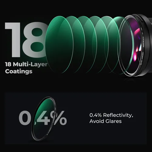Miniatura 6 de K&F CONCEPT 37mm Filtro de Protección de Lente MCUV 18 Multi-Capa Filtro de Lente de Cámara PVS-14 Filtro UV de Visión Nocturna Ultra Delgado