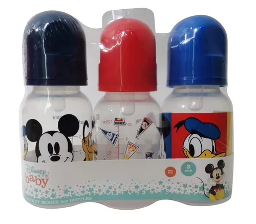 Cudlie Disney Baby Boy Mickey Mouse - Paquete de tres biberones de 5 onzas, Mickey Friends